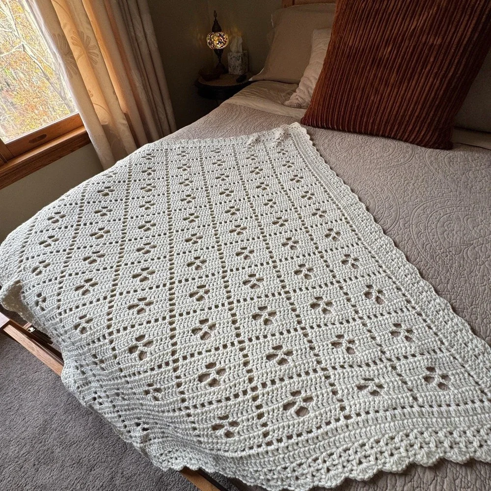 Crochet Afghan New Handmade Blanket Cozy Cottagecore Throw‎ Lap Cover Baby 44x39